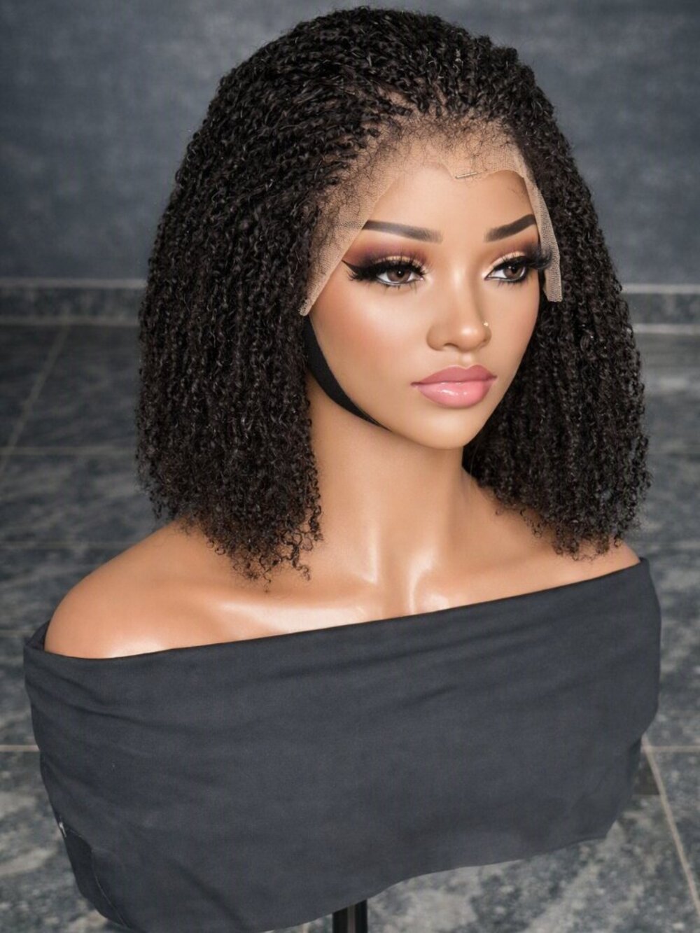 Handmade Synthetic Lace Frontal Kinky Twist Glueless Wig